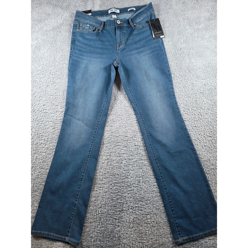 Nine West Gramercy Mini Boot Jeans 4 Blue Womens Modena Bootcut NWT